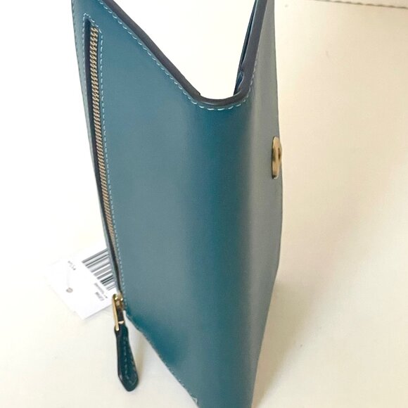 Coach Essential Slim Wallet Marine Blue Calf Leather Phone Wristlet Women’s - Picture 10 of 10